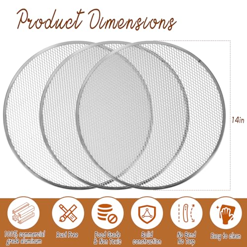 3 Pcs Pizza Screen, 14 Inch Pizza Pan for Oven, Nonstick Pizza Tray for Oven, Dishwasher Safe(3 PCS 14 inch) - size: 3 PCS 14 inch