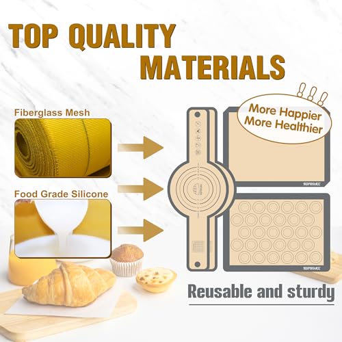 Set of 4 Silicone Baking Mat,Bread Slingx2,Baking Matsx2
