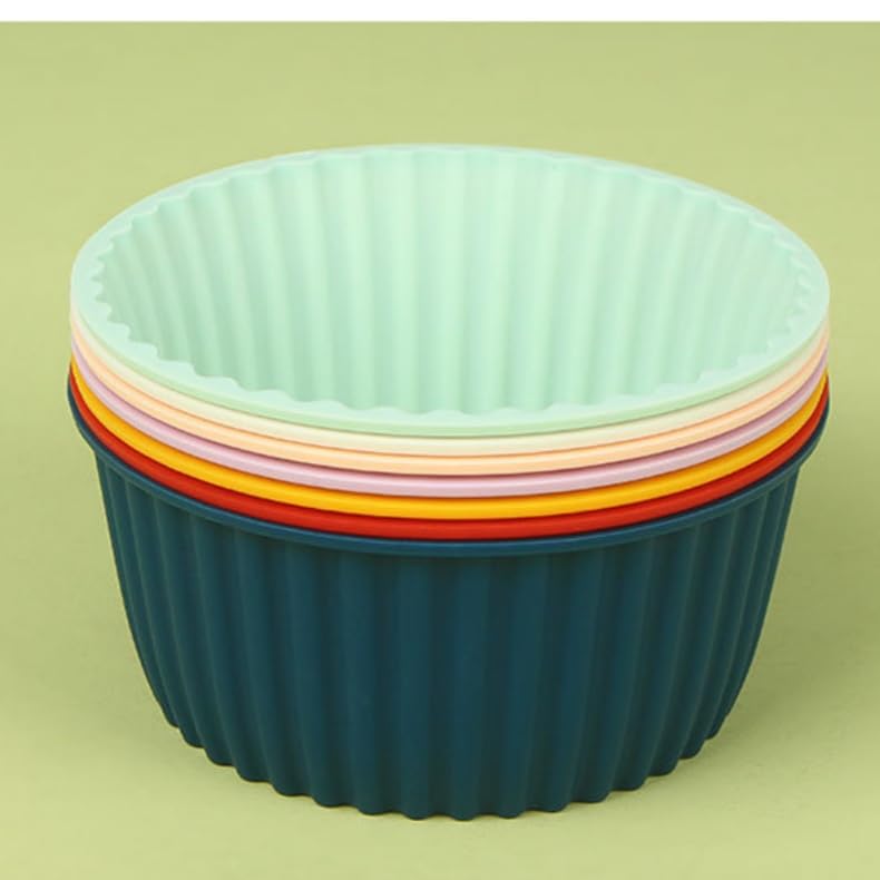 Silicone Baking Cups, 10 Reusable Nonstick Cupcake Liners, Premium Muffin Molds - Stand Alone Cupcake Holders 10 Designer Colors
