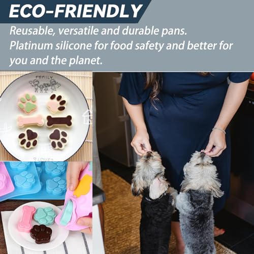 Food-Grade Silicone Dog Treat Molds (2-Pack) - Paw & Bone Shapes for DIY Pet Snacks, Chocolates, Ice Cubes & Crafts | BPA-Free, Non-Stick & Dishwasher Safe