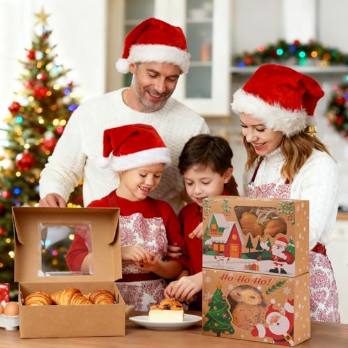 Christmas Cookie Boxes, Brown Kraft, 24 Pack, 8.25"x6"x2.75" - color: Christmas-Brown