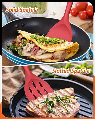 Badiano Silicone Spatula, Non Stick Turner for Cooking, Food Grade, Red - color: Red