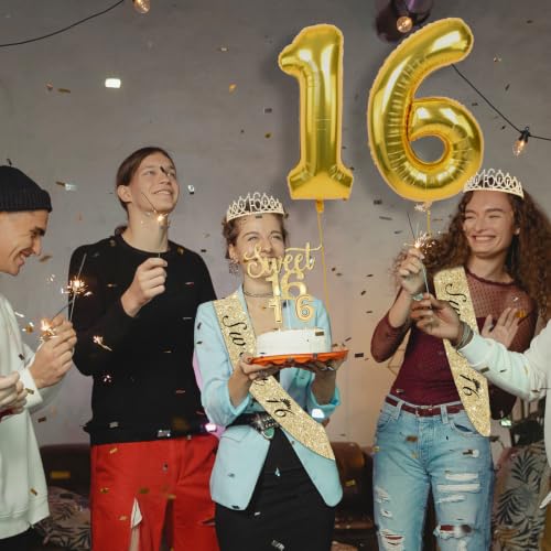 YeohJoy Gold 16th Birthday Decorations for Girls - style: 16th