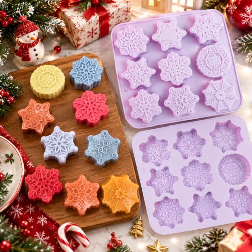 Snowflake Silicone Mold, 2Pcs Christmas Chocolate Molds - color: Purple
