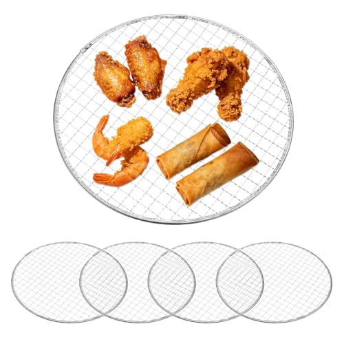 M METERXITY 5 Pack Disposable Grill Toppers, Round 10.63 Inch Galvanized Grill Grates, Disposable Roasting Racks Replacement for Outdoor, BBQ, Camping, Picnics - size: 10.63''