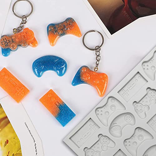 SAKOLLA Game Controller Silicone Molds, 16 Cavity Video Game Controller Molds for Chocolate, Candy, Cake Decoration, Cake Pops, Resin - color: Gray