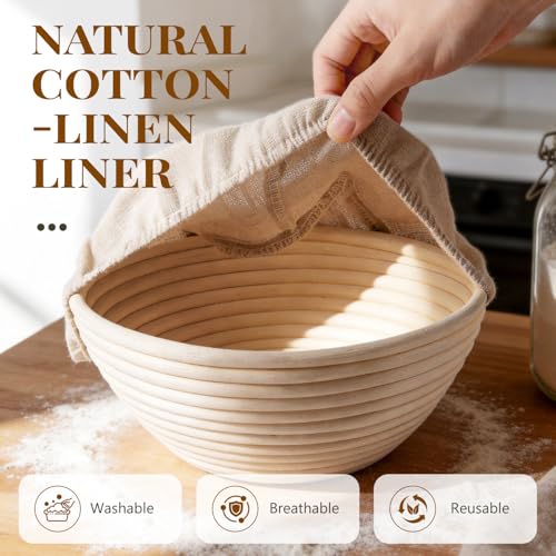 BAVIFY Sourdough Starter Kit, Banneton Bread Proofing Baskets Set