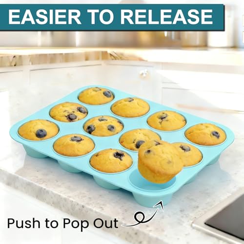 CAKETIME Silicone Muffin Pans for Baking, 2 Pack Regular Size Muffin Pan 12 Cups Non Stick Silicone Molds for Baking Muffin, Egg Bites, Cupcake BPA Free - size: 2pc: Regular 12-Cup