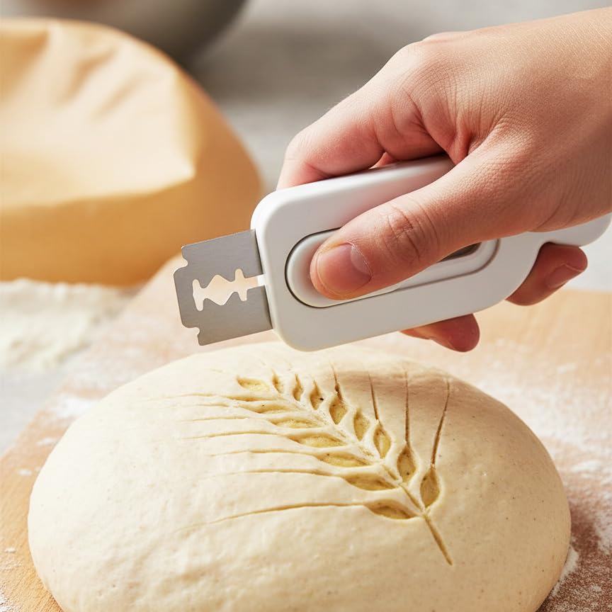 Bread Lame Set 4 Pack Sourdough Scoring Tool Stainless Steel Dough Scoring Knife with Replaceable Razor Blades Storage Box Long and Short Handle for Artisan Bread Baking