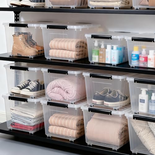 Citylife 82 Quart Large Clear Plastic Storage Bins with Lids 6-Pack - color: Clear White, size: 82 QT-6 Packs