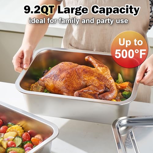 4 Inch Extra Deep Lasagna Baking Pan with Lid, 9.2Qt - size: L, style: 1 Pack