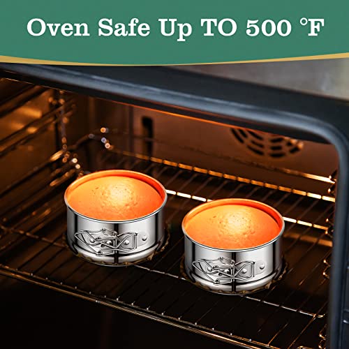 4" Springform Cake Pan, 4 Pcs Stainless Steel Springform Pans with 50 Pcs Paper Liners, Leakproof & Nonstick Cheesecake Pan with Removable Bottom, Small Cake Pan for Mini Pizzas Quiches - size: 4" Cake Pan-4 Pack