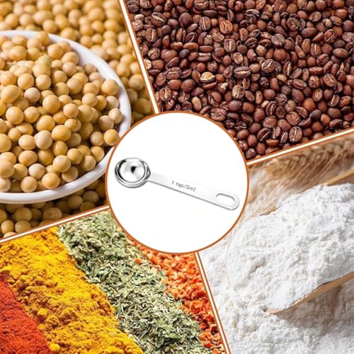 6PCS Teaspoon Measuring Spoons Set(1 Tsp, 5ml), Tablespoon Measuring Spoons Stainless Steel Short Compact Kitchen Scoops for Spices, Baking, and Everyday Cooking - size: 5 ML