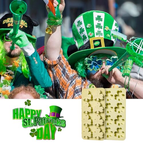 Shamrock Chocolate Molds, 2 Pack Silicone Dessert Mold, St. Patrick's Day Theme, Green, Silicone, BPA Free - size: Shamrock