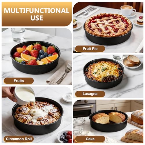 P&P CHEF 9 Inch Cake Pan Set of 3, 3 Pcs Nonstick Round Cake Baking Pans