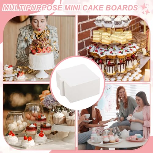 uxcell 150 Pcs Mini Cake Board 3.5 Inch Mousse Base Square White - color: White, size: 3.5 Inch