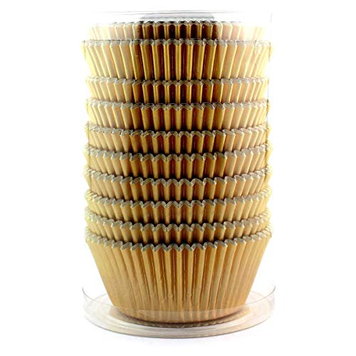 200 Pcs Standard Foil Cupcake Liners Paper Baking Muffin Cups - color: Gold