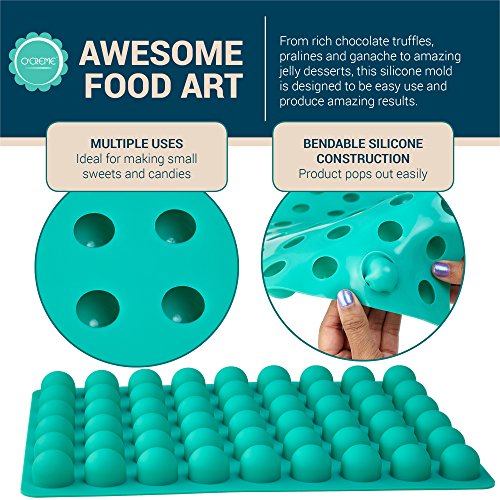 Round Silicone Candy Mold for Truffles and Pralines - size: 25mm Diameter x 25mm High