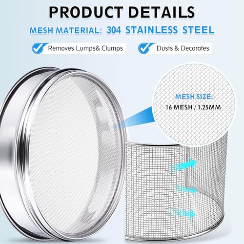 PATIKIL Lab Sieve 16 Mesh(1.25mm) 3.9"(10cm) Diameter Sifting Screen - size: 16 Mesh(1.25mm)/3.9"