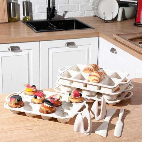 7 Pcs Silicone Baking Set, Nonstick Bakeware Mold with Spatula Oven Mitts