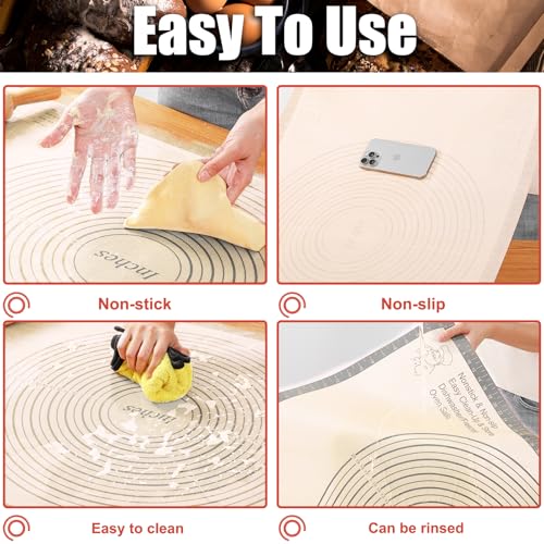 Silicone Pastry Mat Large Baking Mat 36X24 inch Dough Mat with Measurements - color: Gray, size: 36"L x 24"W