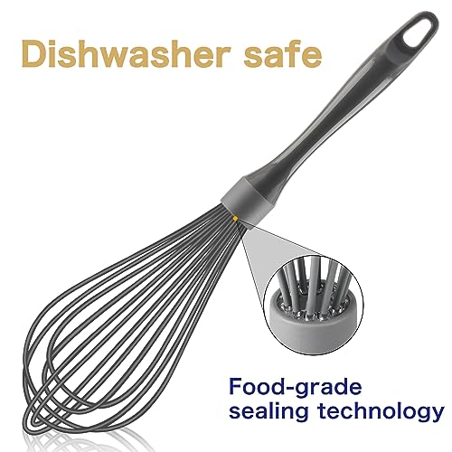 OYV Dishwasher Safe Silicone Whisk, 12-Inch, Grey - color: Gray