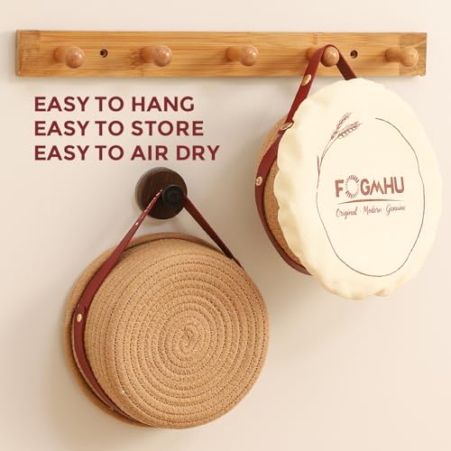 2-Pack Banneton Bread Proofing Baskets – Sourdough Starter Kit for Home Bakers, Cotton Rope Bannetons with Liners, Hanging Hooks & Dough Guide