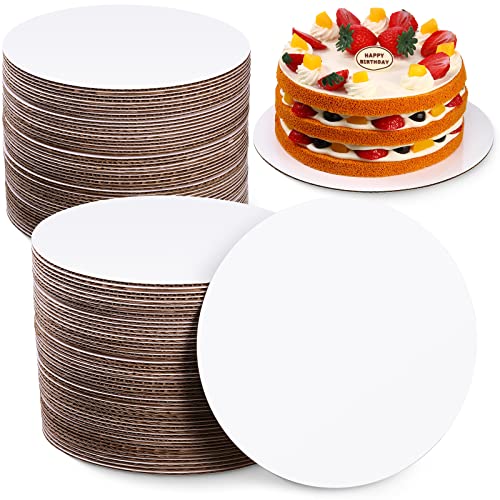 Potchen 50 Pack Cake Boards Round White Circle Cardboard Base,8 Inch - size: 8 Inch
