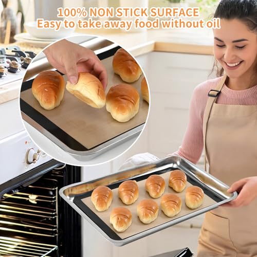 Luckyiren 2-Pack Silicone Baking Mats – Non-Stick Reusable Oven Liners for Half Sheet Pans (16.54" x 11.62"), BPA-Free Silicone, Easy to Clean, for Cookies, Roasted Veggies, Pizza & More - color: Black/Beige, 0.4mm