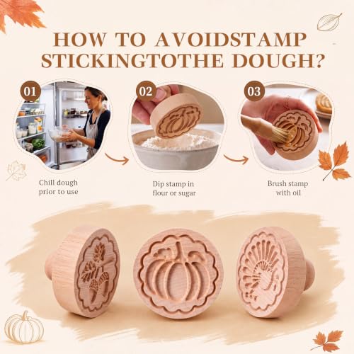 3 Set Thanksgiving Cookie Stamps, 2.5" Springerle Molds - style: Thanksgiving