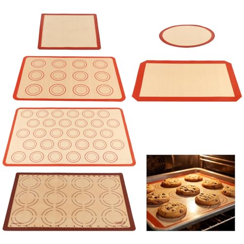 Silicone Baking Mat Set of 6, Nonstick Reusable Rolling Dough Mat