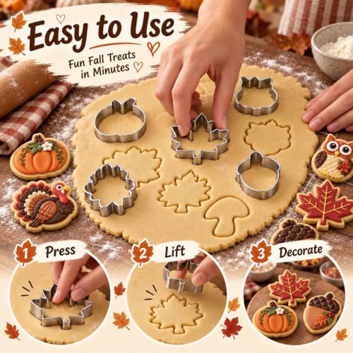 14-Piece Mini Thanksgiving Cookie Cutter Set, Stainless Steel - style: Mini Thanksgiving