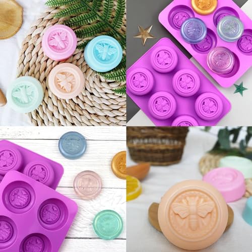 Soap Molds, Soap Molds for Soap Making, Perfect for Bee Soap Making, Honey Silicone Molds for Handmade Soap, Lotion Bars, Wax Melts, Beeswax （3 Pack - Bee） - color: 3 Pcs Bee - Circle