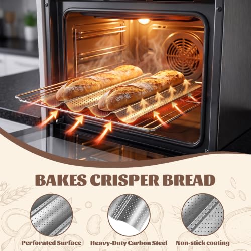 6 Pcs Nonstick French Bread Loaf Pan Linen Bags Set