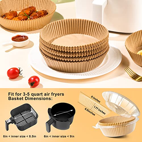 Air Fryer Liners Disposable, 100Pcs Parchment Paper 6.5" Round for 3-5QT - size: 6.5"Round