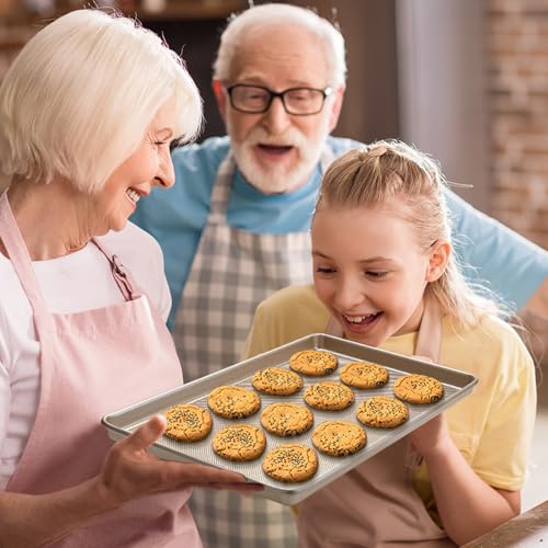 2 Pack Half Sheet Baking Pans,Commercial Quality Baking Sheet Pan Set,Carbon Steel Cooking Pans, Non Stick Baking Sheet for Oven,Large Thick Cookie Tray Pans for Baking（17.5" x 11.8" x 1"） - size: Gold (17.5X11.8) 2PCS
