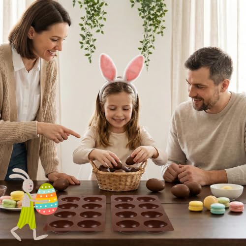 3Pcs 8-Cavity Easter Silicone Egg Molds, Egg Shaped Cake Pop Mold, Baking Supplies for Making Chocolate Jello Candy Dessert Muffin Mousse Pastry (Chocolate) - color: Chocolate