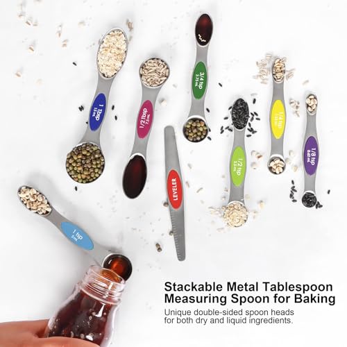 Multicolor Magnetic Measuring Spoons Set with Leveler - color: Multicolor