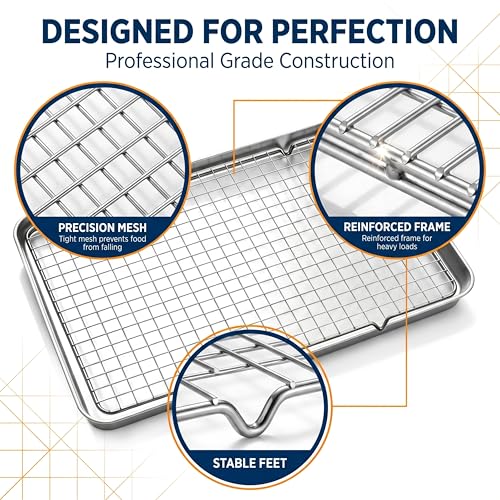 Cooling Rack Set of 2, 10" x 16" No Warp Heavy Duty Stainless Steel Baking Rack - Fits Jelly Roll Cookie Sheet Pan, Oven Safe 575°F, for Baking, Roasting & Dehydrating, Dishwasher Safe - color: Cooling rack*3