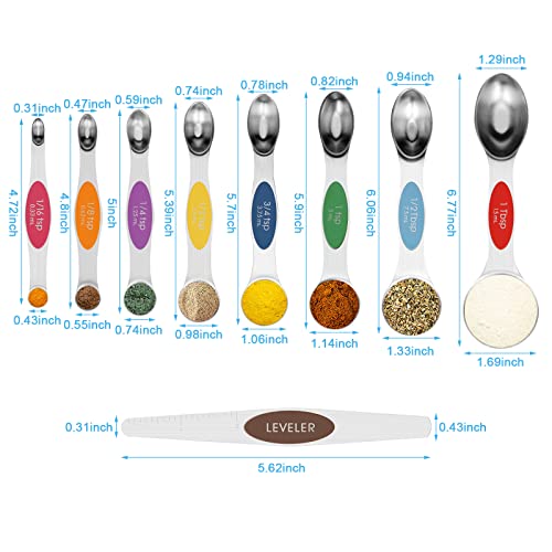 Aovchei 9 PCS MultiColor Magnetic Measuring Spoons Set - size: 9pcs-colorful