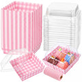 Jetec 150 Charcuterie Boxes with Clear Lids 4" Bakery, Pink White - color: Pink White