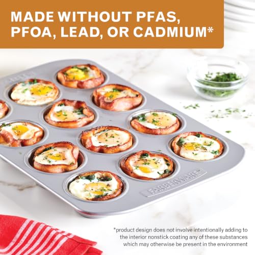 Farberware Bakeware Nonstick Muffin & Cupcake Pans, 12-Cup, Gray - color: Gray