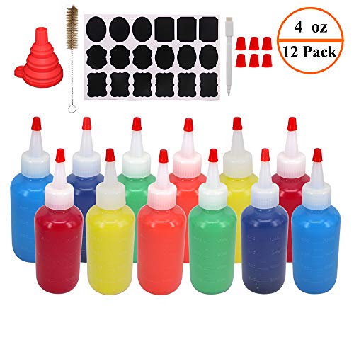 12 Pack 4-Ounce Empty Plastic Squeeze Bottles with Red Tip Caps Multipurpose Squirt Bottle - size: 4 Ounces (Pack of 12)