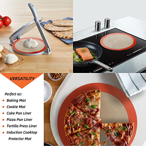 AMYONE Round Silicone Baking Mats for 10 inch Cake Pan, 10 Inch Tortilla Press Liner/Dough Mat for Cake/Tortilla/Pie/Pizza/Pastry, Food Grade Non-Stick Reusable(Round 9.65", 2PCS) - size: 10"L x 10"W