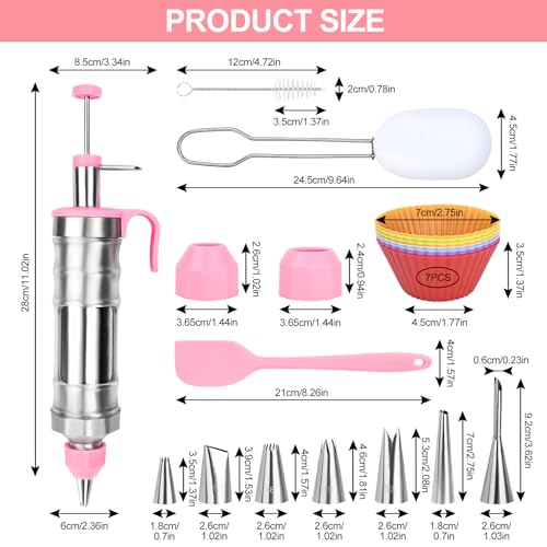 FACIACC Dessert Decorating Syringe Set, Stainless Frosting Piping Kit