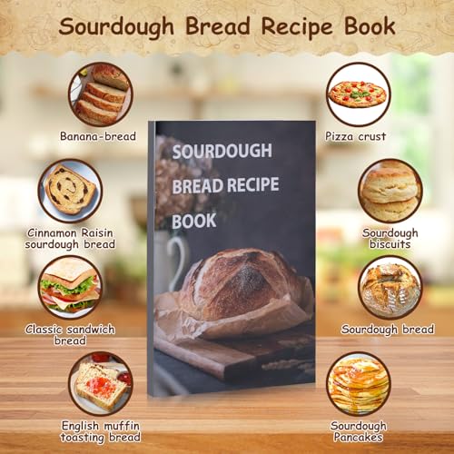 Angadona Sourdough Starter Kit, Sourdough Bread Baking Supplies, 40oz Sourdough Starter Jar, 9" Round & 10" Oval Silicone Bread Proofing Baskets Set, Bread baking tools,Silicone bread Sling