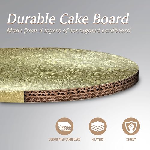 Cakebon Cake Boards 14" Gold Round Cake Drums 1/2" Thick Smooth Edge 1Pack - color: Gold, size: 14 Inch