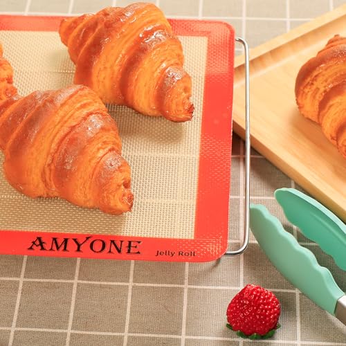 AMYONE Silicone Baking Mats for 10x15" Jelly Roll Pan, Platinum, 2PCS - size: 14.4"L x 9.5"W