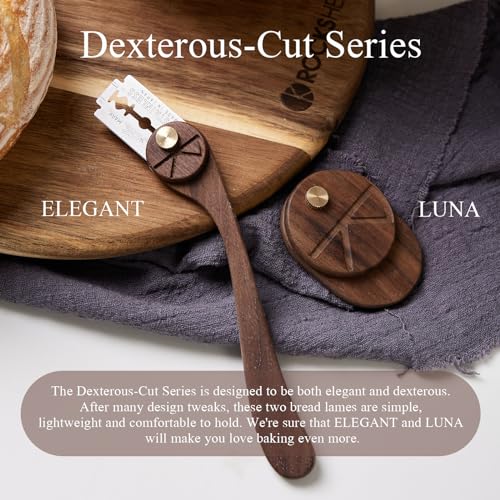 Bread Lame Set of 2, Scoring Knife with 5 Feather Blades, Sourdough Scoring Tool with Storage Box, Dough Scoring Tool for Bread Baking, Dexterous-Cut Series Lame Bread Tool (LUNA & ELEGANT) - style: Luna&Elegant