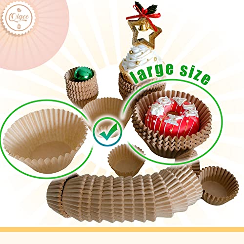 qiqee Natural Brown Cupcake Liners, 300 Count, Jumbo Size - color: Brown, size: Large Size/300Packs